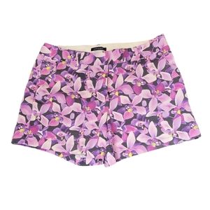 Lands End Floral Purple Womens Mid-Rise Shorts Size 8
